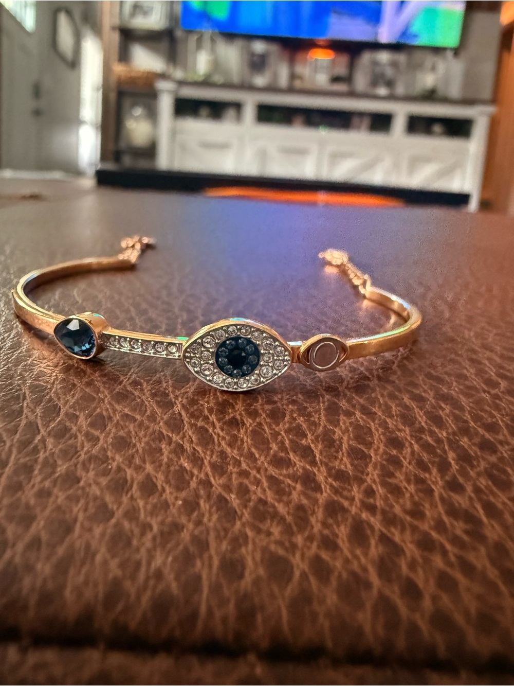 Swarovski Rose Gold-Tone Evil Eye Bracelet with Blue Crystal Accents